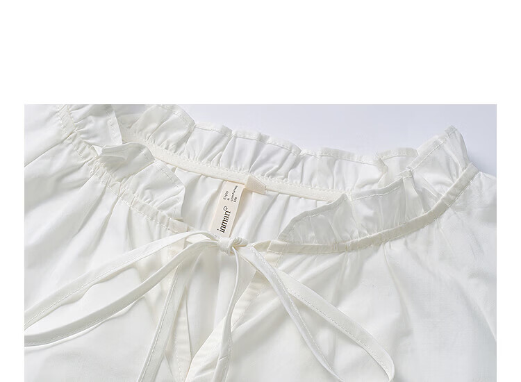 INMAN 100% Xinjiang Cotton Lace-up Ruffle Short Sleeve Shirt 2026 Summer New Loose Women's Top 7